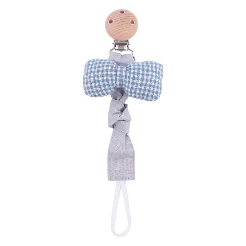 Wholesale Baby Beech Clip Soothing Cotton and Linen Ribbon Bow Pacifier Rope Chain